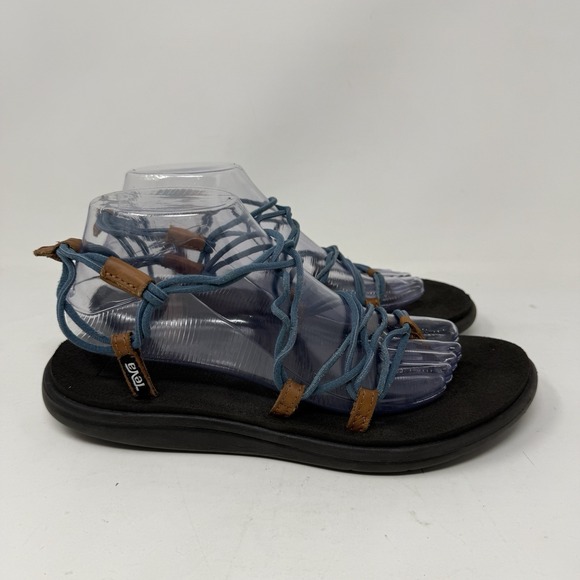 Teva Shoes - Teva Voya Infinity Women's Sandals Blue Brown Strappy Minimalist Size 9